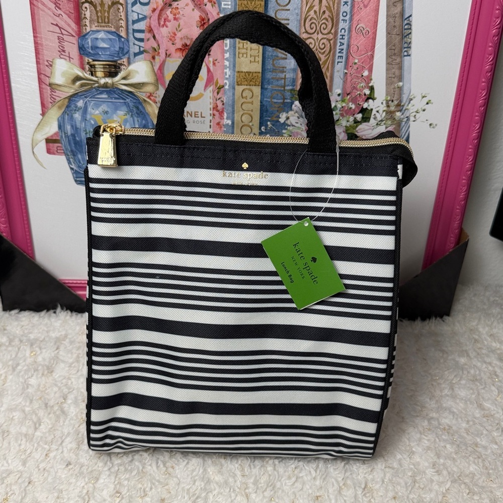 KATE SPADE‎ Lunch Bag Black Stripe NWT!
